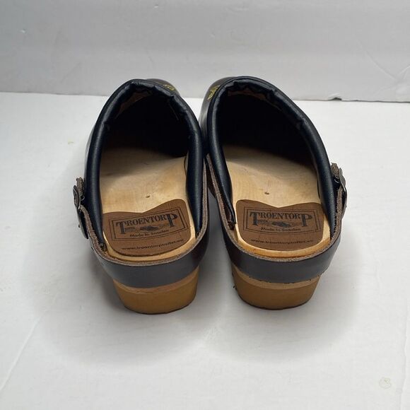 Troentorp Made In Sweden Brown Wooden Heel Embroidered Mule Clogs - Picture 5 of 11